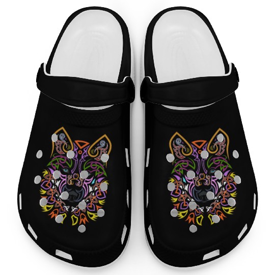 Celtic Wolf Design Clogs