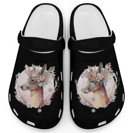 Watercolor Kangaroo Flower Crown Australian Animal Clogs