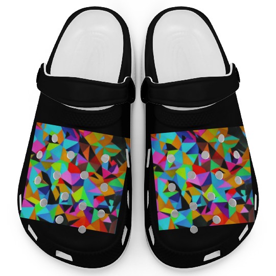 ABSTRACT PAINTING COLORFULL WATERBASE TRIANGLe Clogs