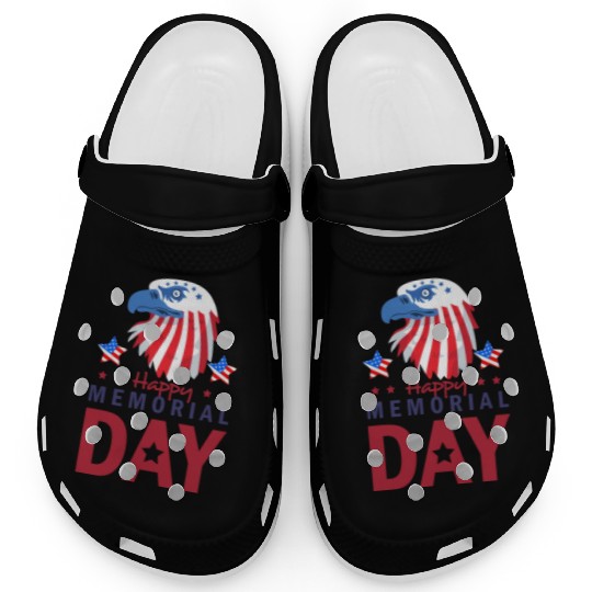 Happy Memorial Day Veterans Brave US Eagle Stars Clogs