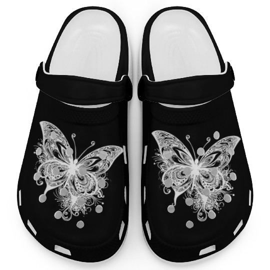 Pretty Vintage Butterfly Tattoo Line Style Clogs