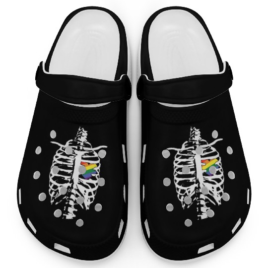 Skeleton Heart Gay LGBTQ Rainbow LGBT Pride Month Clogs