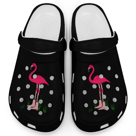 Flamingo with boots art animal print bird pink Clogs