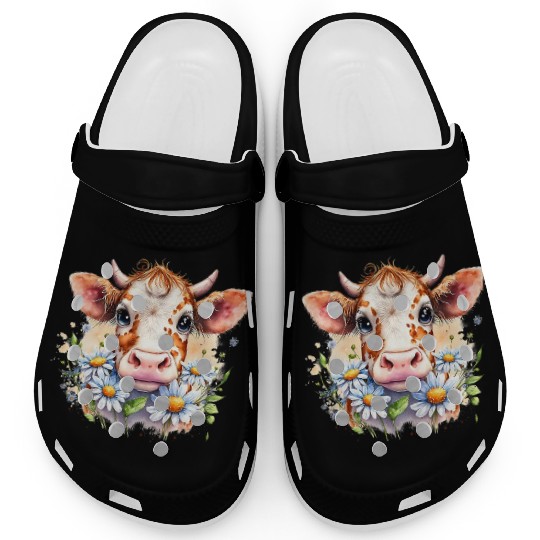 Cow Farm With Flower Headband Birthday Cow Lover Clogs