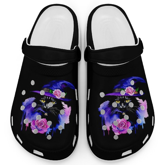 Watercolor Cat Halloween Sublimation Clogs