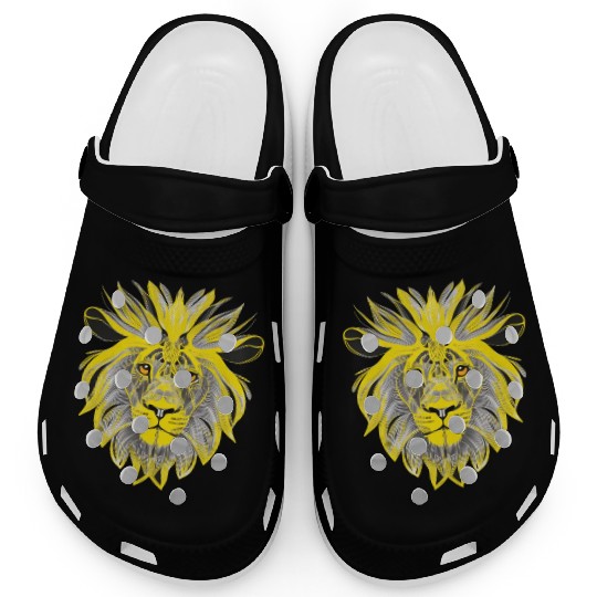 Lion Art Design Portrait Illustration yellow Clogs