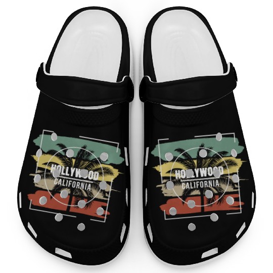 Hollywood California Retro Stylish Palm Tree Clogs