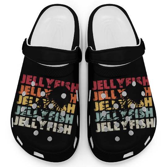 Retro Jellyfish Silhouette Men Women Ocean Lover Clogs
