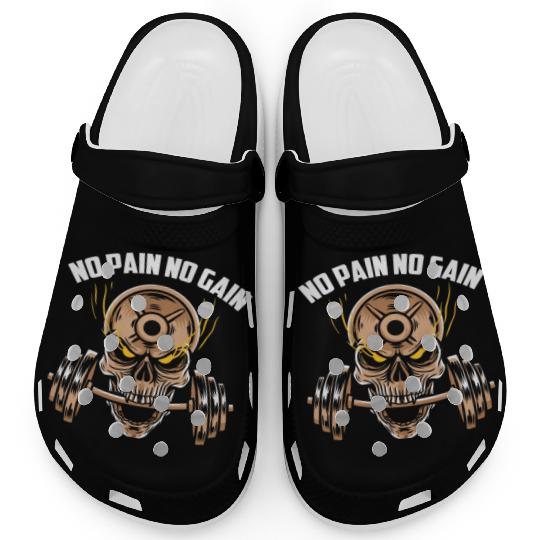 No Pain No Gain Exercise Workout Motto Gym Rat Gym Clogs