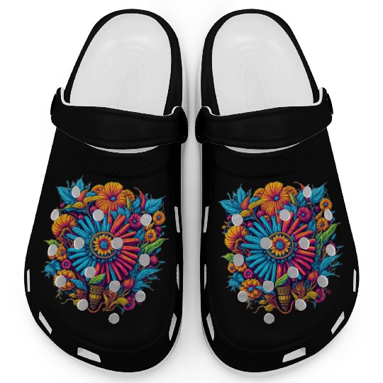 colorful floral bouquet graphic design Clogs