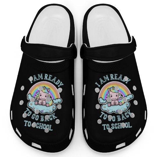 Ready to Go Back to School Kawaii Unicorn Rainbow Clogs