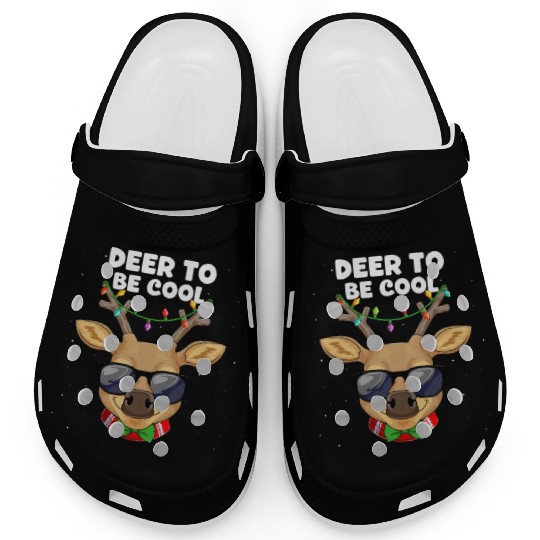 Deer To Be Cool Christmas Reindeer Xmas Matching Clogs