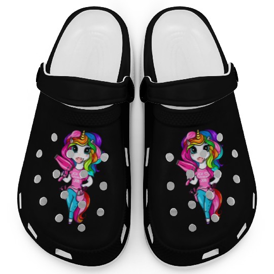 Hairdresser Unicorn Girl I Love My Job Clogs