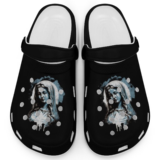 Vintage Virgin Mary - Distressed Design Clogs
