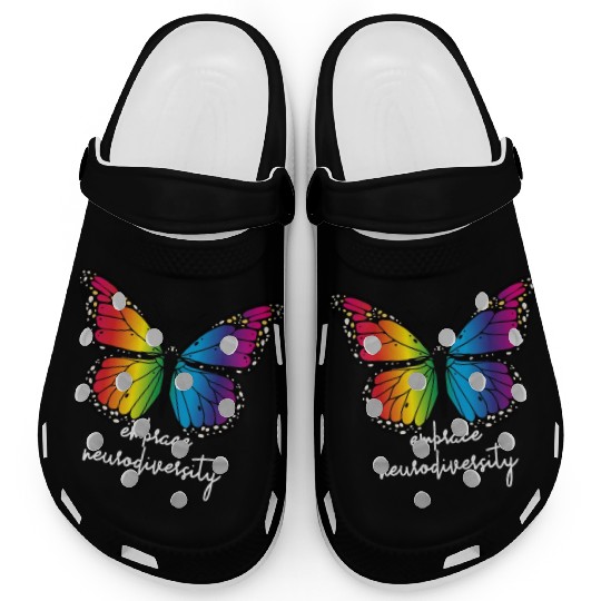 Embrace Neurodiversity Butterfly Autism Awareness Clogs