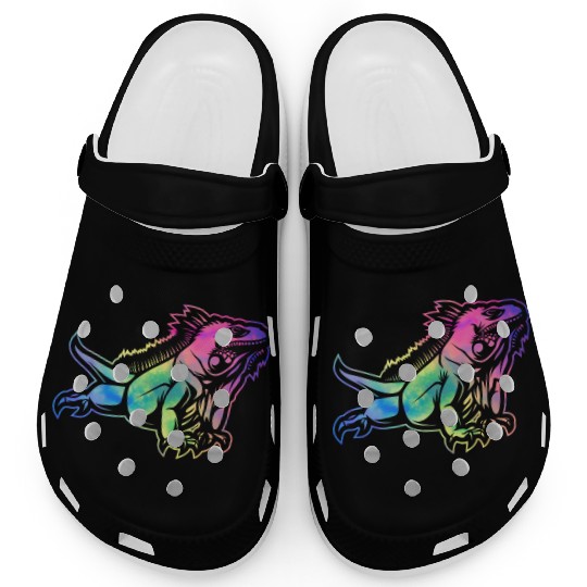 Colorful Lizard Iguana Reptile Lover Clogs