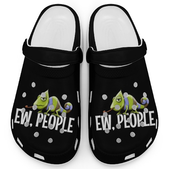 Ew People Grumpy Chameleon Lovers Sarcastic Joke Clogs