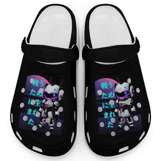 Chibi Mecha: A Cute Cyberpunk Design 3 Clogs
