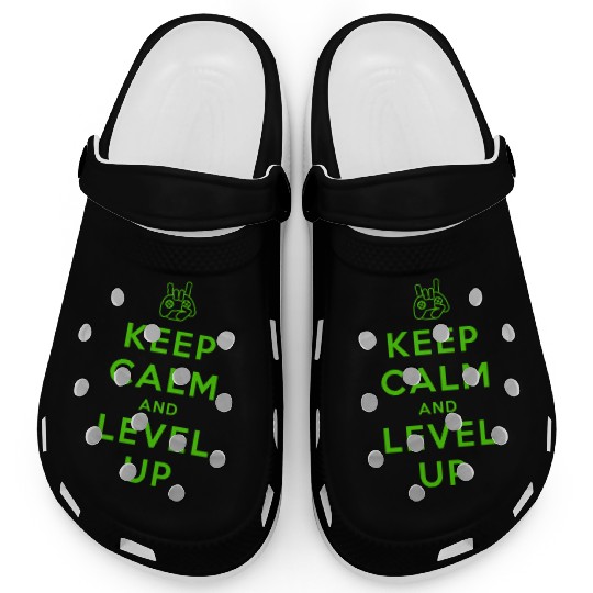 keep calm and level up Clogs