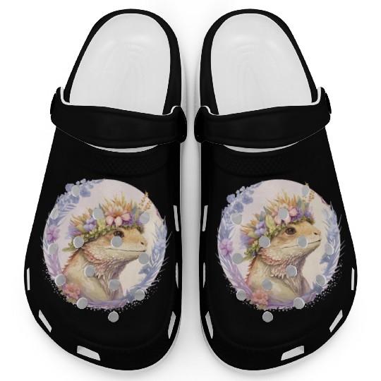 Floral Bearded Dragon Flower Crown Pet Lizard Love Clogs