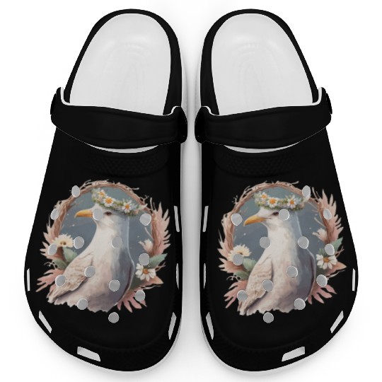 Seagull Bird Flower Crown Floral Seabirds Clogs