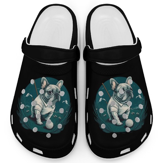 French Bulldog | Golf Sport Player Cute Frenchie Clogs