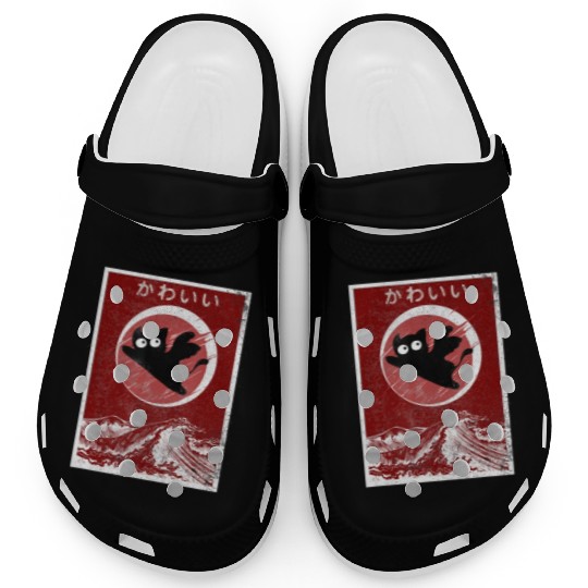 Kawaii Cat Japanese Black Anime Cat Clogs