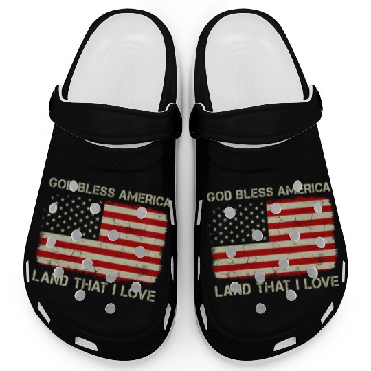 Old American Flag God Bless America Land That I Lo Clogs