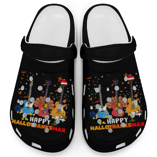 Guitar Happy Hallothanksmas Halloween Thanksgiving Clogs
