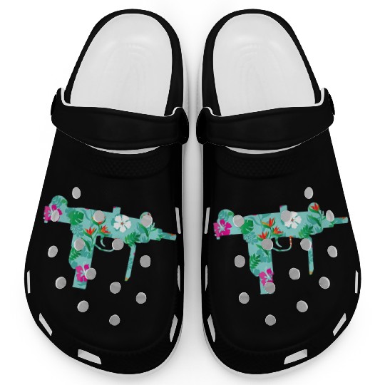 Tropical Gun Lover Firearm Beach Hawaiian Clogs