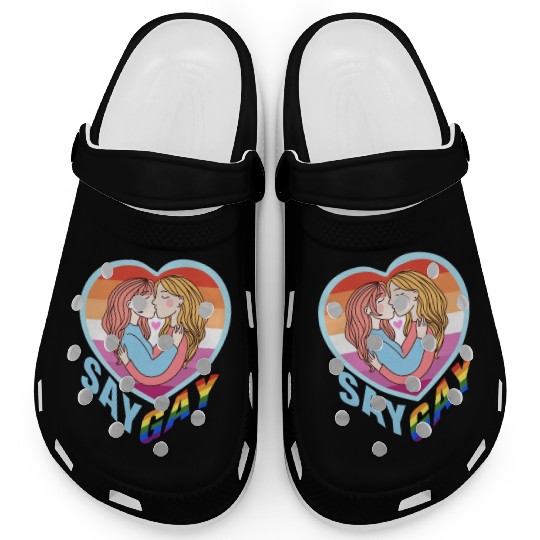 Say Gay Lesbian Couple Clogs
