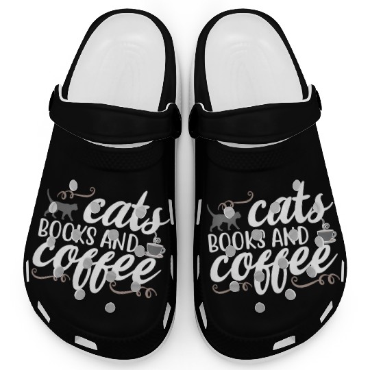 Cats Books And Coffee Feline Lady Cat Clogs