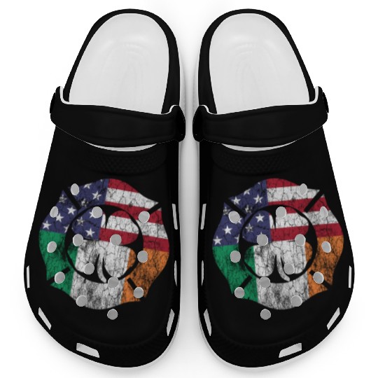 St Patricks Day Firefighter Irish American Flag Clogs