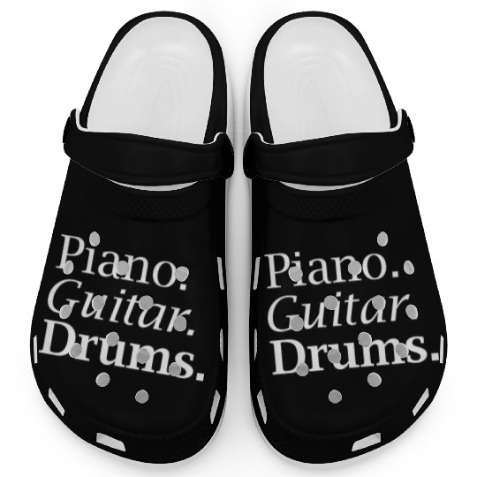 Piano. Guitar. Drums. in White Clogs