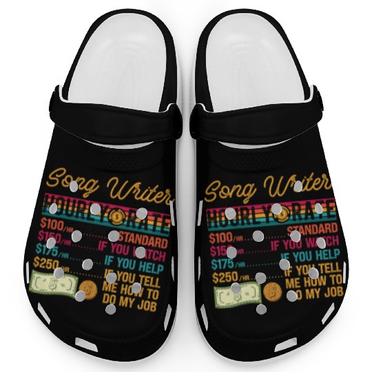 Funny Vintage Song Writer Hourly Rate Job Title Clogs