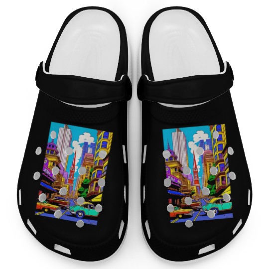 "Maximalist Chaos: chaotic stunning San Francisco Clogs