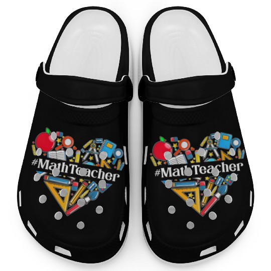 Teach Love Inspire Math Teacher Heart Back To Scho Clogs