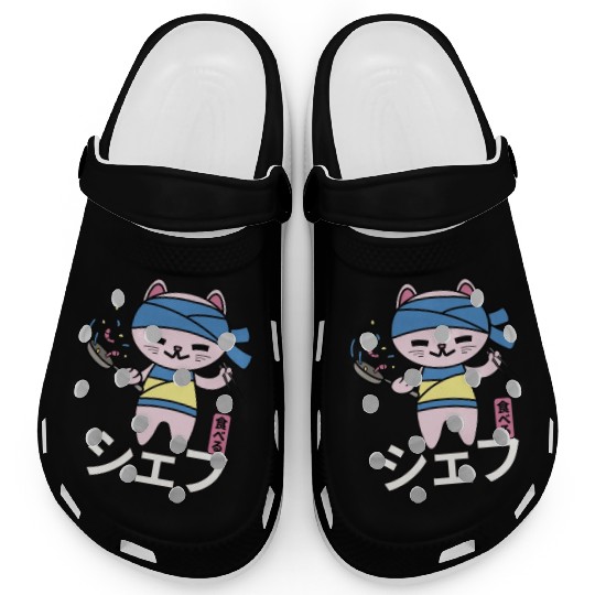 Japanese Cat Kawaii Chef Anime Cook Food Clogs