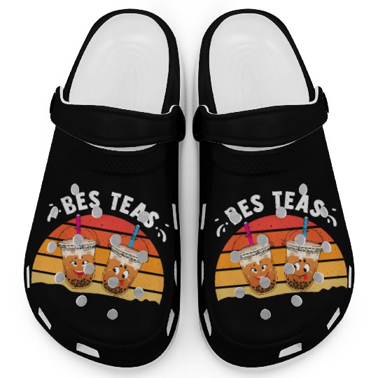 Bes Teas Funny Matching Friends Bubble Tea Lover Clogs