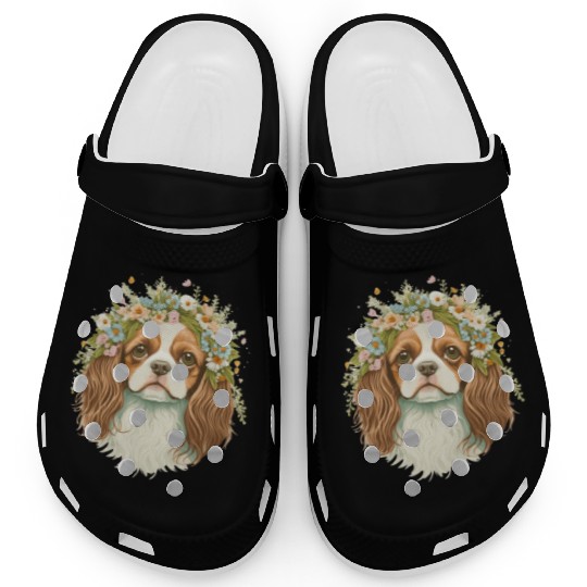 Cute Cavalier King Charles Spaniel Flower Crown Do Clogs