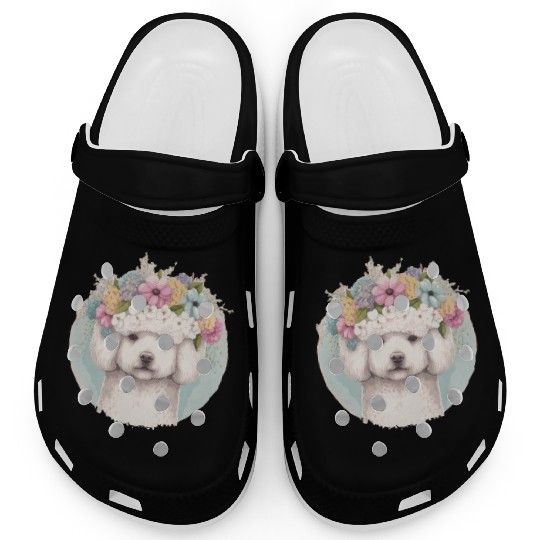 Cute Bichon Frise Flower Crown Pet Dog Floral Pupp Clogs