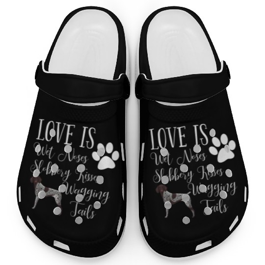 German Shorthair Pointer I Love My Dog Quote Clogs