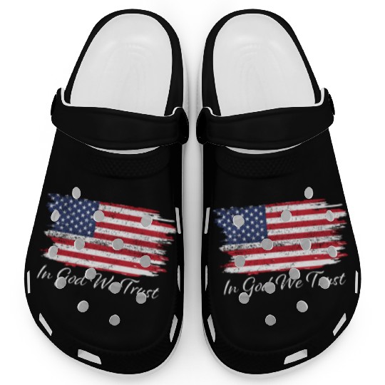 In God We Trust Us Flag Patriotic Clogs