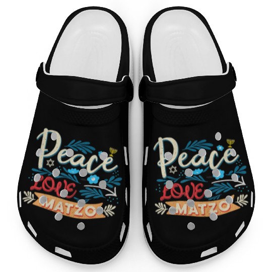 Passover Peace Love Matzo Funny Seder Jewish Holid Clogs