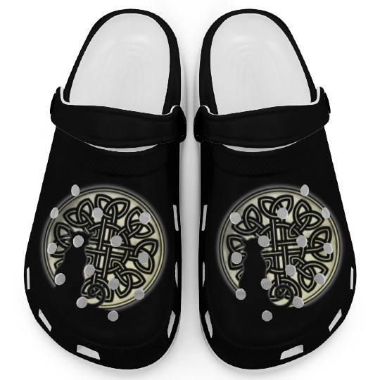 Celtic Knot Cat And The Moon Clogs