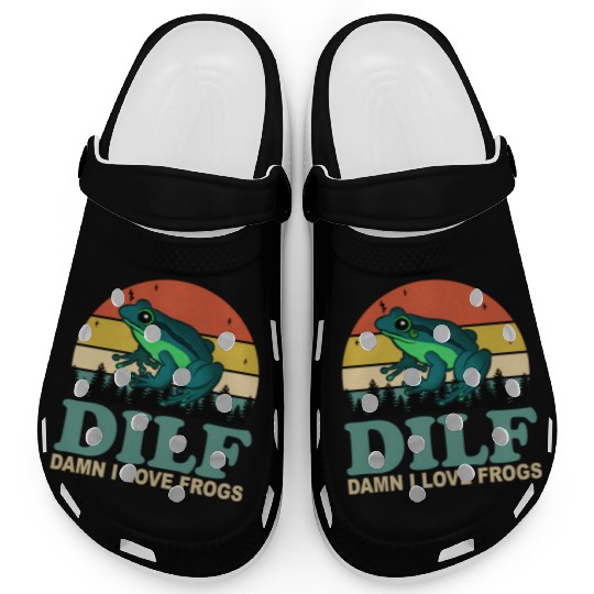 Dilf-Damn I Love Frogs Saying Frog-Amphibian Clogs