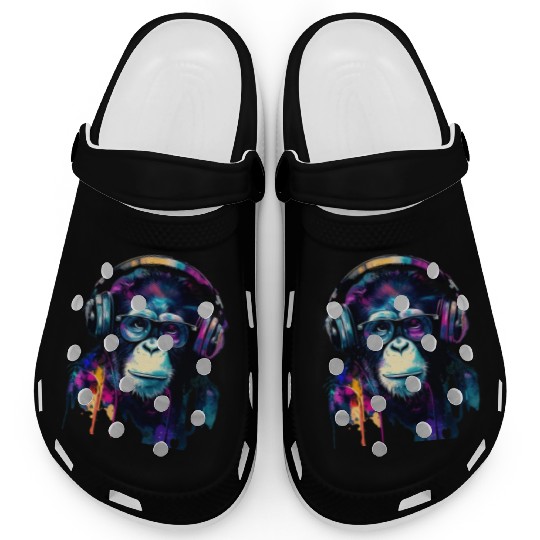 Banksy DJ Monkey with Headphones Clogs