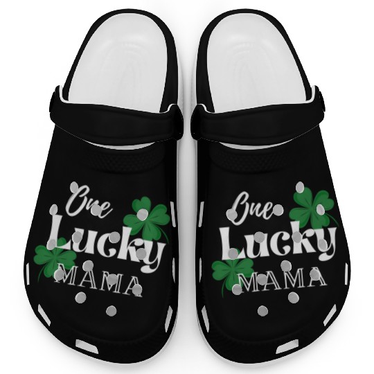 One Lucky Mama St Patrick'S Day Green Clover Shamr Clogs