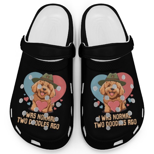 I Was Normal Two Doodles Ago Goldendoodle Dad Dog Clogs
