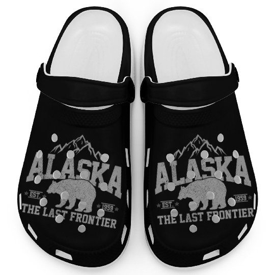 Alaska The Last Frontier Est 1959 Grizzly Bear Mou Clogs